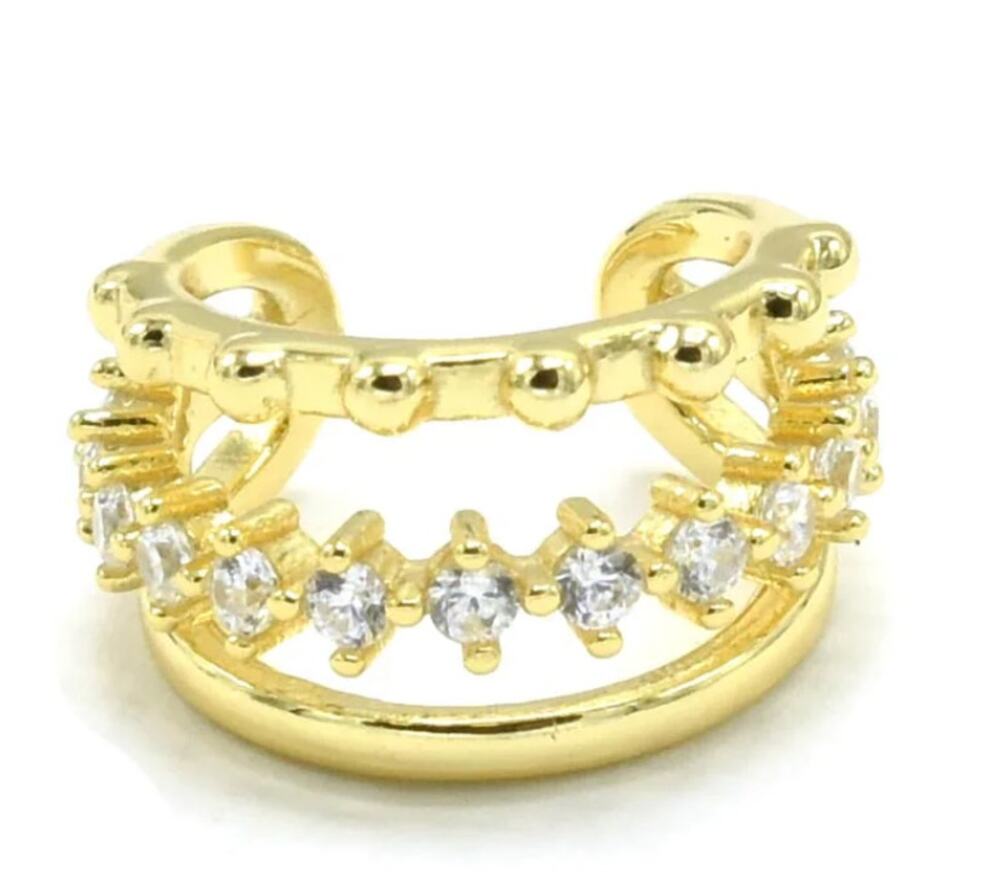 Ear Cuff with Cubic Zirconia No Piercing Needed 14K Gold Plated